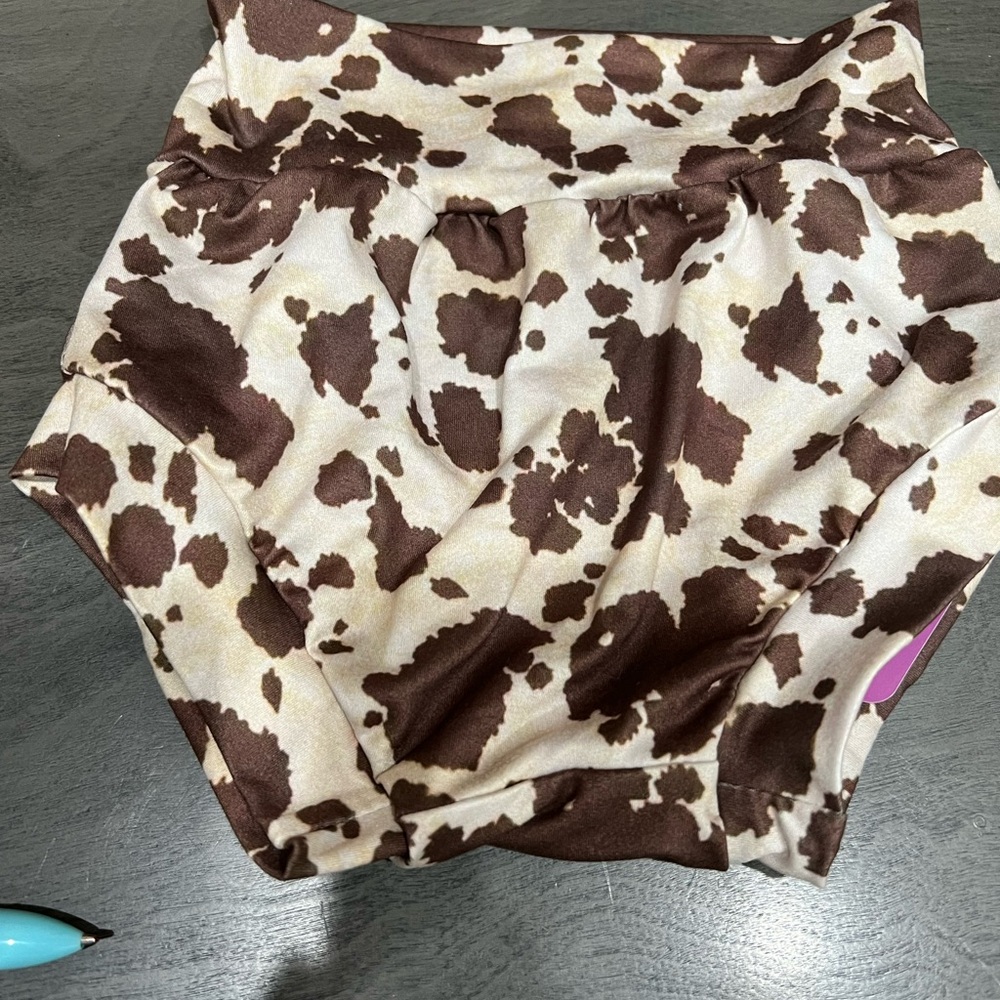 Cow print, short, bummies!